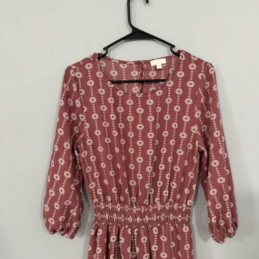 Charming Charlie Pink Long Sleeve Dress Size Medium All Over Print - Picture 4 of 10